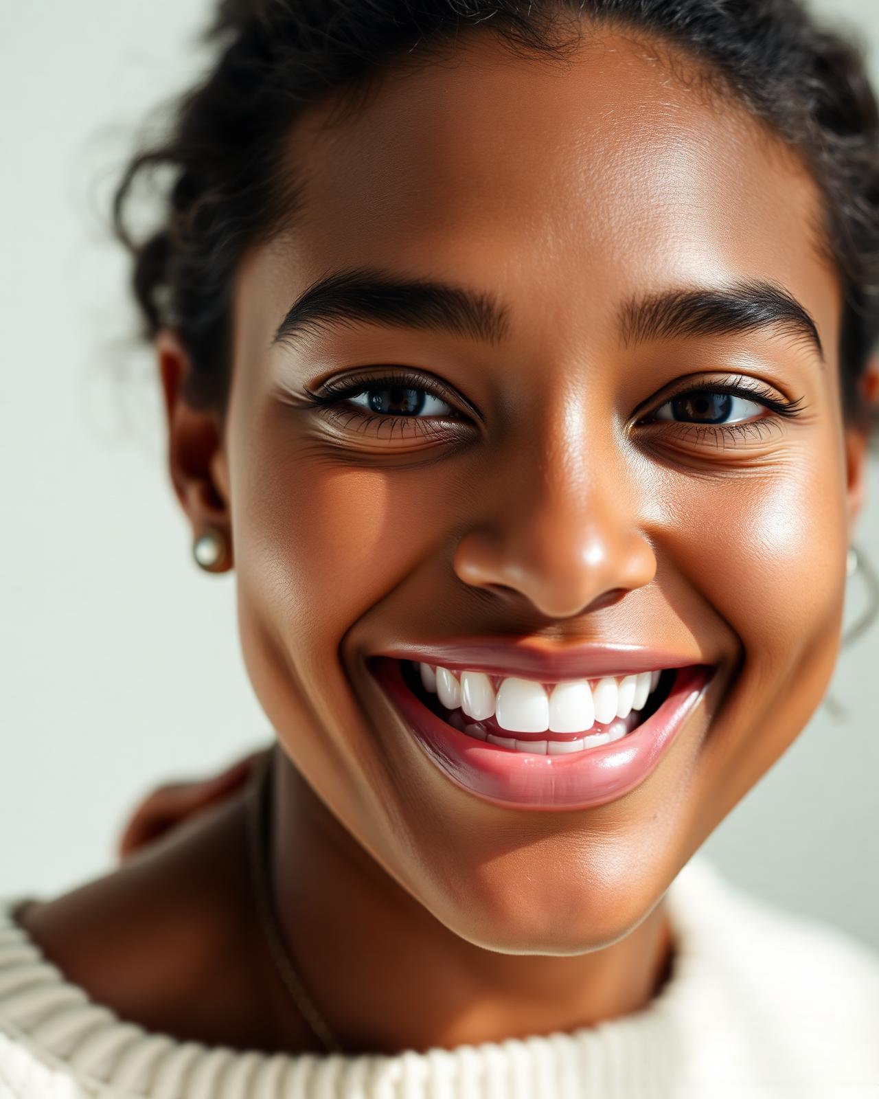 Confident person smiling with healthy white teeth